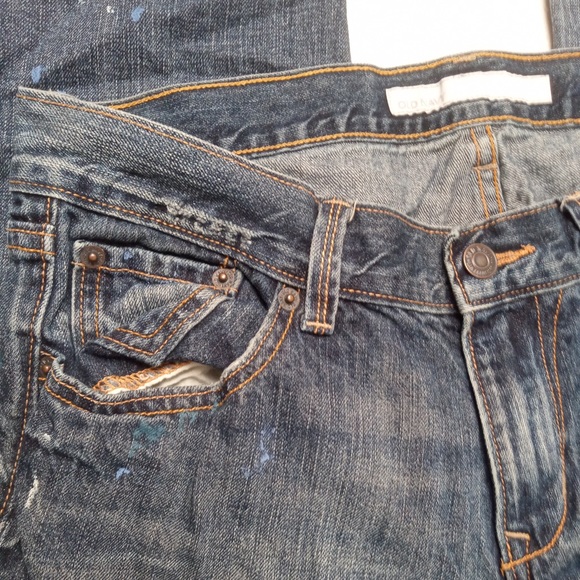 Old Navy Jeans Distressed Stonewash Stylish Paint Splatter Denim Size 8 - Picture 3 of 15